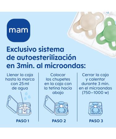 MAM Schnuller Start S152 - Pink Silicone Pacifier for Newborns 0-2 Months (2 Pack) with Sterilizable Box - Ideal for Babies - Spanish Version - Buy Online on SooperMarket.com