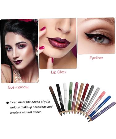 BELLIFFY 12pcs Pearlescent Eyeshadow Pencil Shimmer Eyeliner Waterproof Eyeshadow Glitter Crayons Wood - Buy Online on SooperMarket.com