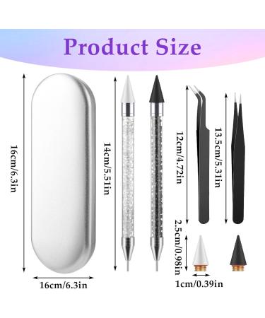 Andibro Rhinestone Picker Tool Set Dual-end Diamond Dotting Pens Wax Pencil Acrylic Pickup Kit for Nail Gems Stones DIY Nail Art Crafts 2 Dotting Pen 2 Wax Tip 2 Nail Art Tweezer(Black+White) - Buy Online on SooperMarket.com