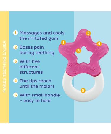 Dentistar Cooling Ring Set - BPA Free Baby Teething Toys (2 Pieces) | Cooling Tooth Aid for Infants 3 Months+ | Pink - International Shipping Available - Buy Online on SooperMarket.com