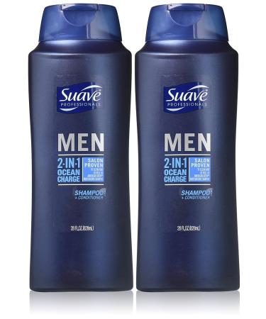 Suave Professionals Mens 2-in-1 Shampoo & Conditioner Ocean Charge 28 Oz (Pack of 2)