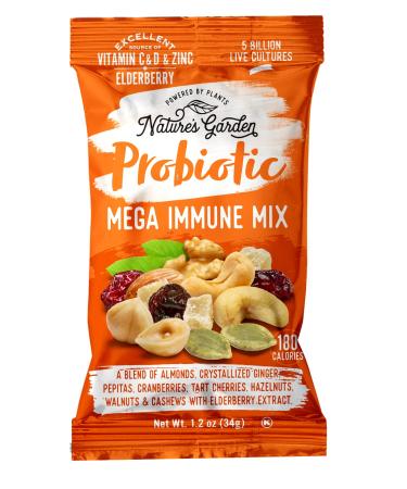 Nature's Garden Probiotic Immune Snack Packs - Mixed Nuts with Heart Healthy Omega-3, Vitamin D, Cranberries, and Cherries - 24 Individual Servings for Immune Boost and Family Snacking - Buy Online on SooperMarket.com