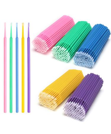 Akstore 600 PCS Disposable Micro Applicators Brush Eyelash Extension Individual Applicators Mascara Brush for Make up and Clean and Compatible and Personal Care (Multicolors)
