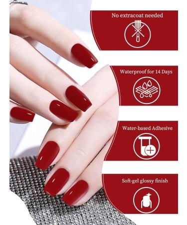 Kalolary 32PCS Red Gel Nail Polish Strips | Waterproof Adhesive Full Wrap Stickers with Nail File and Stick | UV/LED Lamp Required - Buy Online on SooperMarket.com