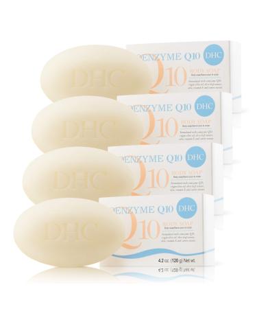 DHC Q10 Body Soap 4 pack, Antioxidant-Rich Cleansing Body Bar, Hydrating, Conditioning, Fragrance and colorant free, Ideal for all skin types, 4.2 oz. Net wt. Aloe Vera 4.2 Ounce (Pack of 4)