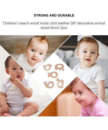 Amosfun 5pcs Wooden Baby Teether Toys - Animal Shape Chewing & Grasping Toys (Khaki) - Buy Online on SooperMarket.com