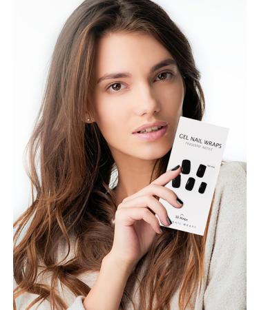 Kalolary 32PCS Waterproof Black Gel Nail Polish Strips | Adhesive Full Wrap Stickers with File and Stick | UV/LED Lamp Required - Buy Online on SooperMarket.com