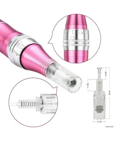 TBPHP M1 Electric Derma Beauty Pen Kit with 12Pcs Replacement Cartridges - Professional At-Home Skin Care Tool (Pink) - Buy Online on SooperMarket.com
