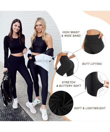 Actinput High Waist Leggings for Women - Opaque Black Sports Yoga Pants | Long Elastic Running & Training Trousers (L-XL) - Buy Online on SooperMarket.com
