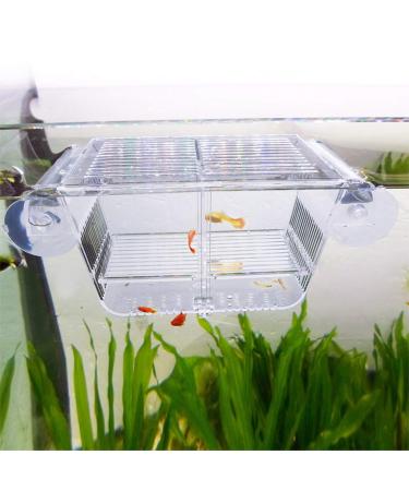 capetsma Fish Breeding Box, Acrylic Fish Isolation Box with Suction Cups, Aquarium Acclimation Hatchery Incubator for Baby Fishes Shrimp Clownfish and Guppy.