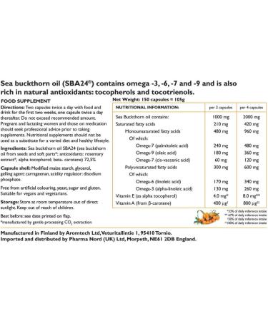 Omega 7 Sea Buckthorn Oil Capsules - 150 Count (Pack of 1) - Buy Online on SooperMarket.com