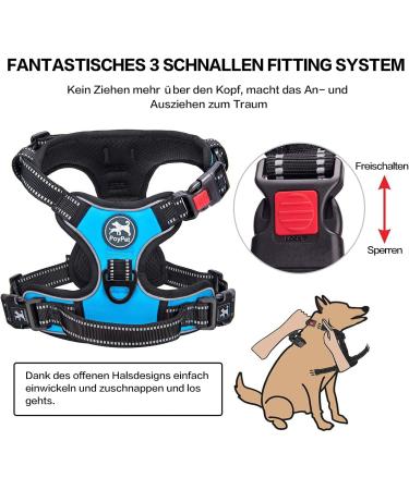 POPOT No-Pull Dog Harness - Reflective Pet Vest for Training & Walking - Control Handle - Blue (Small) - Buy Online on SooperMarket.com