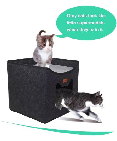 Geizire Cat House - Large Foldable Cat Cave for Indoor Cats - 2022 New Design - Cute Opening Shape - Medium Dark Grey - Buy Online on SooperMarket.com