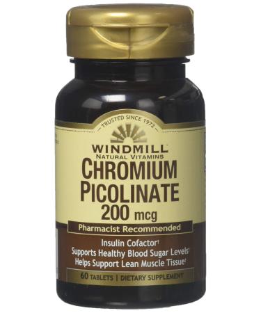 Chromium Picolinate 200 mcg Tablets by Windmill - 60 ea