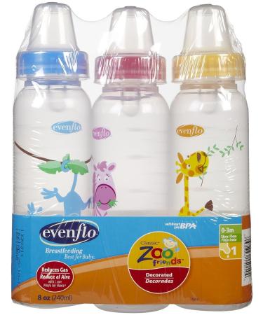 Evenflo Zoo Friends 8oz Standard Nipple Bottles, Pink - 3 Pack - Buy Online on SooperMarket.com
