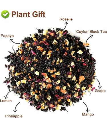 Plant Gift Hawaiian Black Tea Oganic Fruit Herbal Tea All Natural Flavors Loose Leaf Ceylon Roselle Papaya Pineapple Mango Grape Lemon Non GMO Vegan Tea Bags Into Iced Tea & Hot Tea 70G/2.5oz - Buy Online on SooperMarket.com