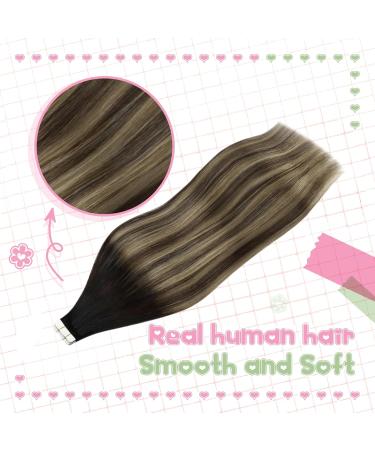 Youngsee Real Hair Tape Extensions - Balayage Ombre #1B/4/27 55cm 50g 20pcs - Smooth Remy Real Hair - Buy Online on SooperMarket.com