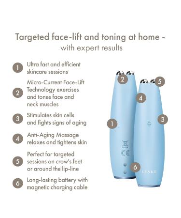 Geske SmartAppGuided Microcurrent Face-Lift Pen - 6 in 1 Anti-Aging Skincare Tool for Wrinkle-Free Youthful Skin - Aquamarine - Buy Online on SooperMarket.com