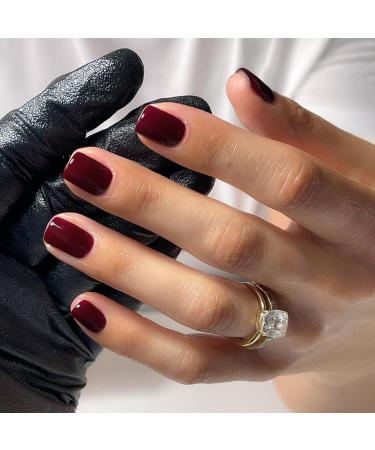 48PCS Reddish Brown Press on Nails - Xcreando Short Square Acrylic Fake Nails Set for Women & Girls | Glossy Wine Red Stick-On & Glue-On False Gel Nails - Buy Online on SooperMarket.com