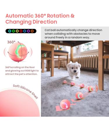 Baytion Interactive Cat Toy Ball with LED Light - USB Rechargeable (Pink) - Buy Online on SooperMarket.com