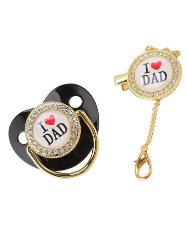 Baby Pacifier M with Rhinestone Design Interesting Silicone Pacifier for 6-18 Months Old Babies (Black)