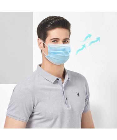 200PCS Blue Disposable Face Masks 3-Ply Non-Woven | Breathable & Comfortable for Industrial Use | Protects Against Droplets & Dust - Buy Online on SooperMarket.com