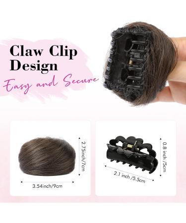 REECHO 2 PCS Mini Claw Clip in Messy & Cat Ears Hair Bun Extensions Wig Accessory Updo Hairpieces for Women Girls (Pack of 2-3" Straight Medium Ash Brown) Pack of 2 - 3" Straight Medium Ash Brown - Buy Online on SooperMarket.com