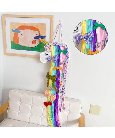 ZSMJAER Hair Clip Storage for Girls Unicorn Hair Clip Holder Rainbow Yarn Tassel Organiser Hair Accessories Unicorn Theme Party Decoration - Buy Online on SooperMarket.com