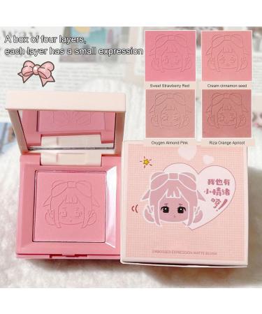 Makeup Blush - Cream Blush for Cheeks Matte 4-in-1 Palette | Cute Girl Emoticon Lightweight and Blendable Face Blushes Creamy & Blendable Color Radiant Glow Natural Skin Tones Troonz 3 - Buy Online on SooperMarket.com