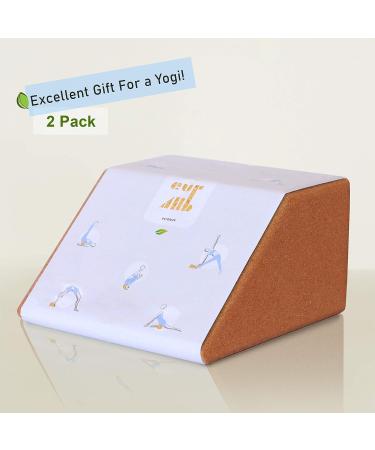 Multifunctional Cork Yoga Blocks 2 Pack - Trapezoid Set for Regular, Handstand, Wrist Support & Calf Stretch - Firm Exercise Accessories - Buy Online on SooperMarket.com