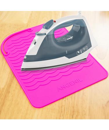 Angelil Heat-Resistant Mat for Curls & Styling - 23cm x 17cm Pink Silicone Surface for Hot Hair Tools - Buy Online on SooperMarket.com