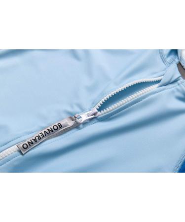 BONVERANO Baby Boys Swimsuit | UPF 50+ Full Zip Hooded One Piece | 6-9 Months Blue - Buy Online on SooperMarket.com