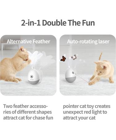 PETGEEK Laser Pointer Cat Toy - Interactive Kitten Toy with Bird Squeaky - Automatic Rotating Cat Laser Pointer - Indoor Cat Toys Gray - Buy Online on SooperMarket.com