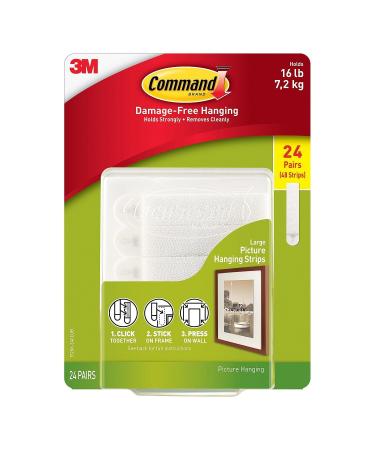 Command Picture & Frame Hanging Strips  Large (24 Pair)