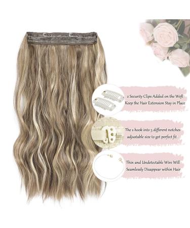 Invisible Wire Synthetic Hair Extensions - Bright Blonde Highlights, Long Wave Curly Hairpiece for Women - Adjustable Size, Stress-Free - 16 Inch - Buy Online on SooperMarket.com