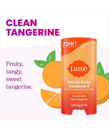 Lume Whole Body Deodorant - Smooth Solid Stick - 72 Hour Odor Control - Aluminum Free Baking Soda Free and Skin Loving - 2.6 Ounce (Pack of 3) (Clean Tangerine) Clean Tangerine 2.6 Ounce (Pack of 3) - Buy Online on SooperMarket.com