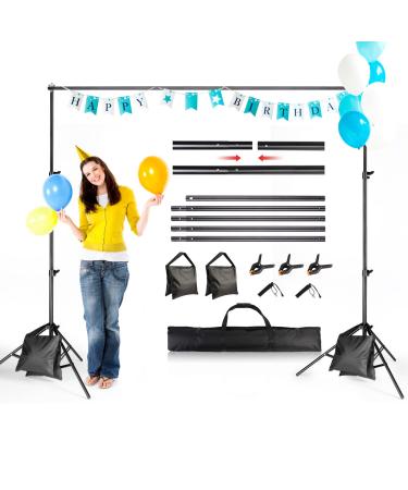 Backdrop Stand 6.5x10ft, ZBWW Photo Video Studio Adjustable Backdrop Stand for Parties, Wedding, Photography, Advertising Display 6.5*10 ft