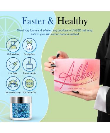 Aikker 27 Pcs Nail Dip Powder Kit: 20 Summer Colors Glitter All-in-one Dipping Powder System - Quick Dry Formula with Essential Liquids & Tools | Perfect Graduation Gift (AK39) - Buy Online on SooperMarket.com