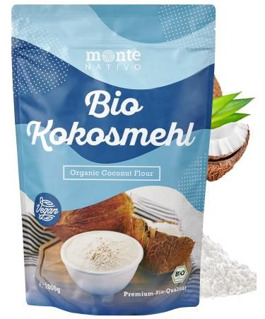 Bio coconut flour 1kg (1000g) by Monte Nativo |Finely ground coconut |Vegan gluten -free |Keto |Flour for baking cakes and cooking |Discreet nutty-sweet tasteHigh quality coconut flour 1 kg (1 Pack)