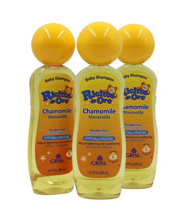 Ricitos de Oro Chamomile Manzanilla, Baby Shampoo, Hypoallergenic, 3 Pack, 8.4 FL Oz Bottles