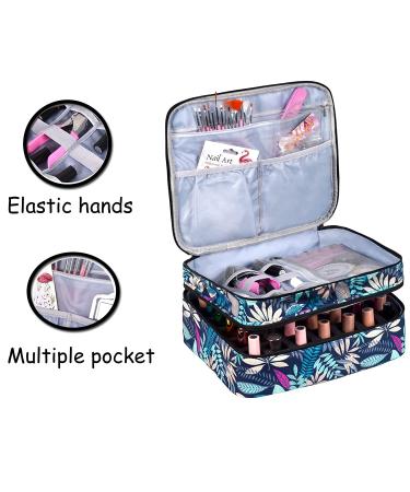 LYFFXYH Nail Polish Carrying Case - Portable Double-Layer Storage Bag for 42 Bottles (15ml) - Green Leaf Design - Ideal for Organizing Nail Polish and Manicure Set - Buy Online on SooperMarket.com