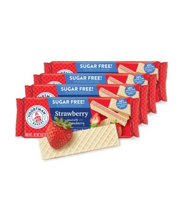 Voortman Bakery Sugar Free Wafer Cookies Pack of 4 (Sugar Free Strawberry)