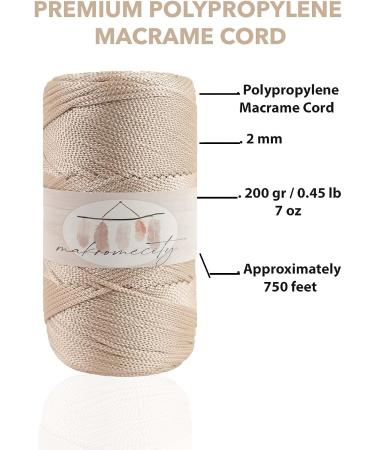 2mm x 250 yards Polypropylene Macrame Cord for Crafts - Latte Macrame Cord for Bags, Wall Hangings, Rugs - 750ft Macrame Bag Cord - Buy Online on SooperMarket.com