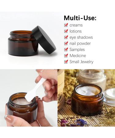 Yishik 6 Pack 30ml Amber Glass Round Jars with Black Lids 1 oz Empty Cosmetic Jars Face Cream Storage Containers for Powder Lotion Beauty Products Travel Favors Amber-1oz - Buy Online on SooperMarket.com