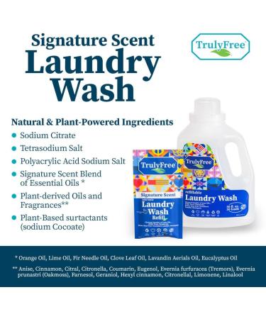 Truly Free Laundry Detergent for Sensitive Skin | Plant-Based Gentle & Safe for Baby Clothes | Eco-Friendly 50 Loads | Includes Refillable Bottle & Signature Scent 50 Fl Oz - Buy Online on SooperMarket.com