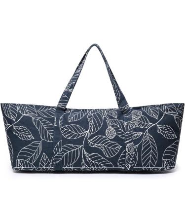 Large Yoga Mat Bag for Extra Thick Exercise Mats - Navy Blue Leaves | Mat Carrier with Carrying Strap and Large Pocket for Men and Women - Buy Online on SooperMarket.com