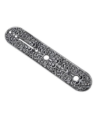 Guitar Control Plate Replacement Small Carved Metal Guitar Control Plate for TL TELE for Electric Guitar Control Plate Accessory(Silver)