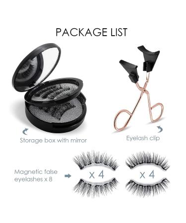 Reusable Magnetic Eyelashes 4 Pairs - Natural Look 3D False Lashes Extension Kit with Applicator Tweezers - Buy Online on SooperMarket.com