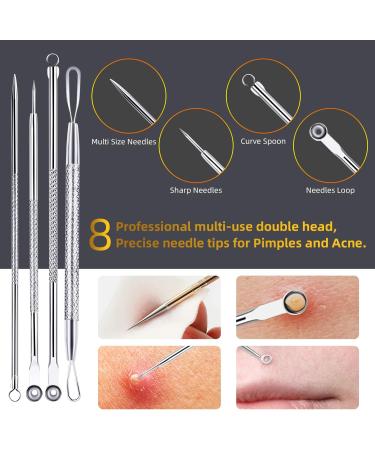 Aibee 10pcs Blackhead Remover Set - Stainless Steel Comedone Squeezer & Pimple Tweezers for Facial & Acne Care - Best Blackhead Removal Tools - Buy Online on SooperMarket.com