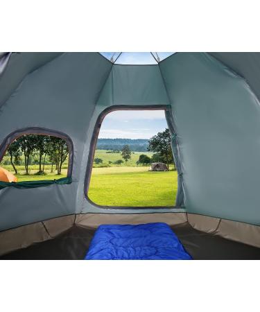 RLAIRN 4 Person Waterproof Camping Tent | Pop Up Instant Family Tent with Windproof Ropes | Ultralight & Anti-UV | Ideal for Camping, Hiking, Outdoor Activities | Green - Buy Online on SooperMarket.com